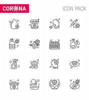 16 lijn reeks van corona virus epidemie pictogrammen zo net zo vaccin geneeskunde hoesten coronavirus ziek virale coronavirus 2019november ziekte vector ontwerp elementen