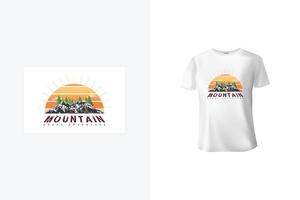 berg illustratie met grunge, buitenshuis avontuur t-shirt. kleurrijk hoog kwaliteit kleding afdrukken vector