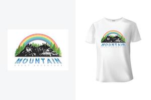 berg buitenshuis avontuur t-shirt ontwerp met regenbogen. vector grafiek voor t-shirt en andere toepassingen