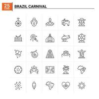 25 Brazilië carnaval icoon set. vector achtergrond