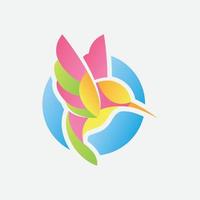 vliegend colibri kleurrijk logo ontwerp, natuurlijk logo illustratie, vogel vector illustratie