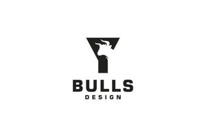 brief y logo, stier embleem, hoofd stier logo, monogram logo ontwerp sjabloon element vector