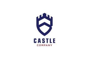 creatief schild met kasteel en eerste b logo, vector logo sjabloon.