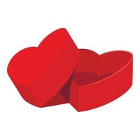 rood hart vormig geschenk doos icoon, vlak stijl vector