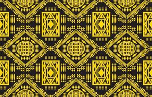 Aziatisch Chinese stijl tribal kleding stof textiel meetkundig patroon gouden kleur concept. ontwerp voor tapijt, gordijn, borduurwerk, kleding, inpakken, batik, behang, achtergrond naadloos vector illustratie