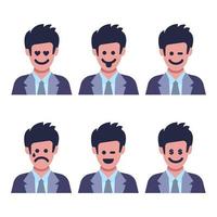 reeks van zes mannen met verschillend gelaats emoties. menselijk gezicht met emoji karakter. vector illustratie