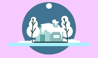 winter illustratie ontwerp, gemakkelijk landschap illustratie met elegantie concept vector