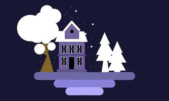 winter illustratie ontwerp, visie van de huis in winter, winter landschap illustratie vector