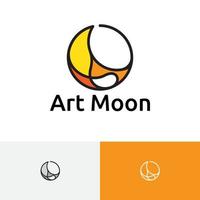 kunst maan kleurrijk halve maan lucht schets logo vector