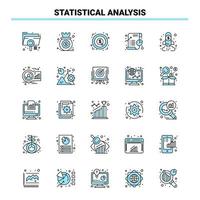 25 statistisch analyse zwart en blauw icoon set. creatief icoon ontwerp en logo sjabloon vector