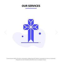 onze Diensten kathedraal kerk kruis parochie solide glyph icoon web kaart sjabloon vector