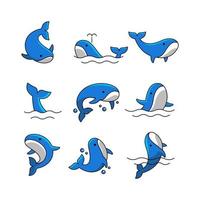 verzameling van schattig walvis icoon vector