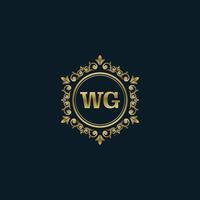 brief wg logo met luxe goud sjabloon. elegantie logo vector sjabloon.