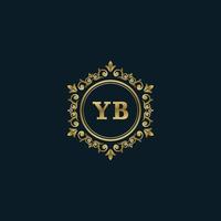 brief yb logo met luxe goud sjabloon. elegantie logo vector sjabloon.