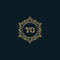 brief yo logo met luxe goud sjabloon. elegantie logo vector sjabloon.