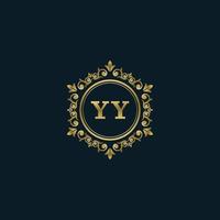 brief yy logo met luxe goud sjabloon. elegantie logo vector sjabloon.