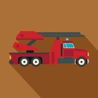 rood brand vrachtauto icoon, vlak stijl vector