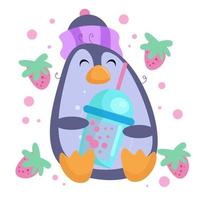 schattig pinguïn tekenfilm tekens geschikt voor kinderen kleding ontwerpen vector