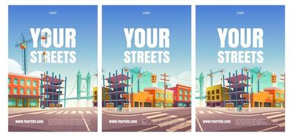 uw straat posters gebouwen onder bouw vector