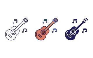 gitaar lijn en glyph icoon geïsoleerd Aan wit achtergrond, muziek- vector illustratie