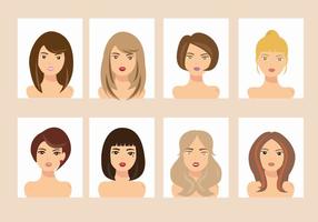 Vrouw met verschillende haarstijl Avatar Vectors