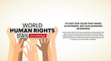 wereld menselijk rechten dag achtergrond met verheven handen vector