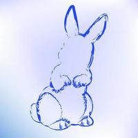silhouet van een konijn Aan een licht blauw achtergrond. symbool van 2023. kleur boek voor kinderen. vector beeld
