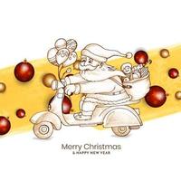 vrolijk Kerstmis festival achtergrond met de kerstman claus Aan scooter ontwerp vector