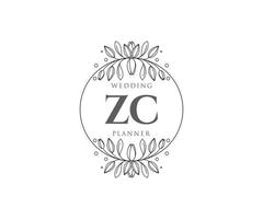 zc initialen brief bruiloft monogram logos verzameling, hand- getrokken modern minimalistisch en bloemen Sjablonen voor uitnodiging kaarten, opslaan de datum, elegant identiteit voor restaurant, boetiek, cafe in vector