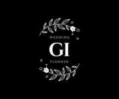 gi initialen brief bruiloft monogram logos verzameling, hand- getrokken modern minimalistisch en bloemen Sjablonen voor uitnodiging kaarten, opslaan de datum, elegant identiteit voor restaurant, boetiek, cafe in vector