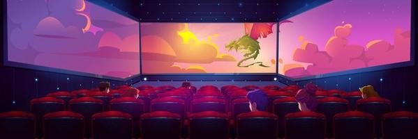 film theater hal met panoramisch scherm vector