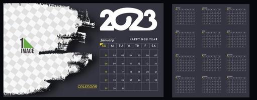 2023 kalender gelukkig nieuw jaar ontwerp met sapce van uw afbeelding. vector