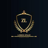 zl brief eerste met Koninklijk sjabloon.elegant met kroon logo vector, creatief belettering logo vector illustratie.