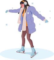 vrouw skates winter vakantie. vector illustratie