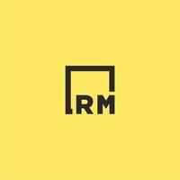 rm eerste monogram logo met plein stijl ontwerp vector
