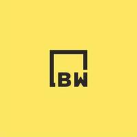 bw eerste monogram logo met plein stijl ontwerp vector