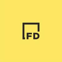 fd eerste monogram logo met plein stijl ontwerp vector