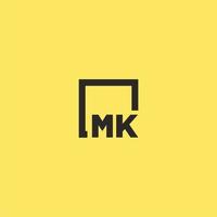 mk eerste monogram logo met plein stijl ontwerp vector