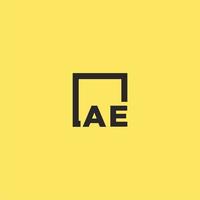 ae eerste monogram logo met plein stijl ontwerp vector