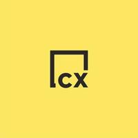 cx eerste monogram logo met plein stijl ontwerp vector