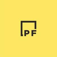 pf eerste monogram logo met plein stijl ontwerp vector