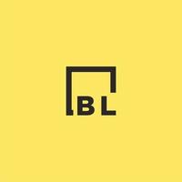 bl eerste monogram logo met plein stijl ontwerp vector