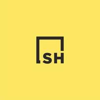 sh eerste monogram logo met plein stijl ontwerp vector