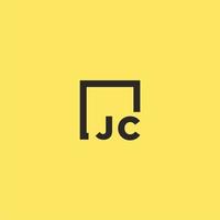 jc eerste monogram logo met plein stijl ontwerp vector