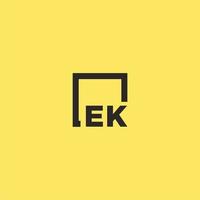 ek eerste monogram logo met plein stijl ontwerp vector