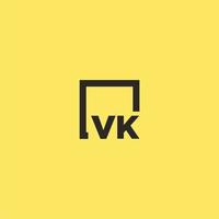 vk eerste monogram logo met plein stijl ontwerp vector