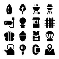 pak van camping accessoires glyph pictogrammen vector