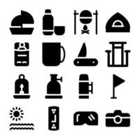 verzameling van zomer vakantie glyph pictogrammen vector