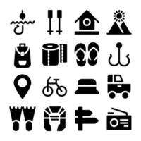 pak van vakantie glyph pictogrammen vector