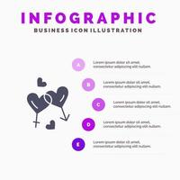 hart Mens Dames liefde Valentijn solide icoon infographics 5 stappen presentatie achtergrond vector